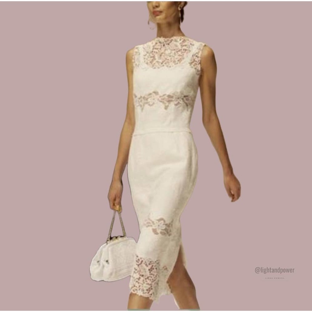 Dolce & Gabbana White Linen Lace Sheath Dress EUC - Picture 2 of 14